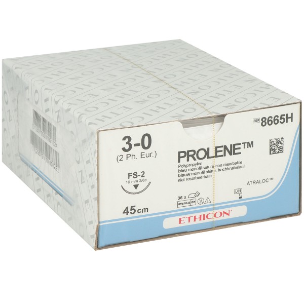 Prolene blau monofil, FS-2, USP 3-0, 19mm, 45cm 8665H 36 Stück