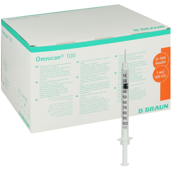 Omnican 100, 1 ml U100 Insulinspritze mit Kanüle