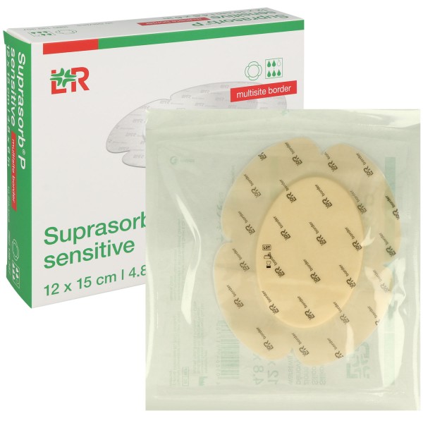 Suprasorb P sensitive multisite border, mit superabsorbierendem Saugkern, steril