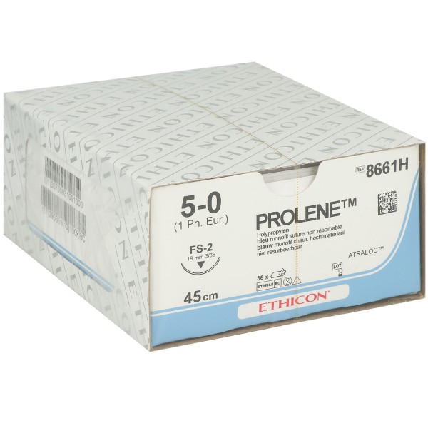 Prolene blau monofil, FS-2, USP 5-0, 19mm, 45cm 8661H 36 Stück